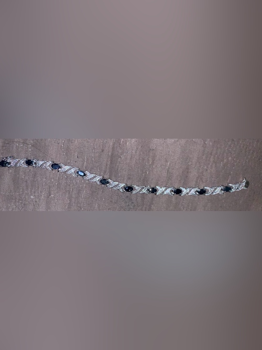 Vintage FAS 925 Sterling Silver Blue Sapphire XO Tennis Bracelet